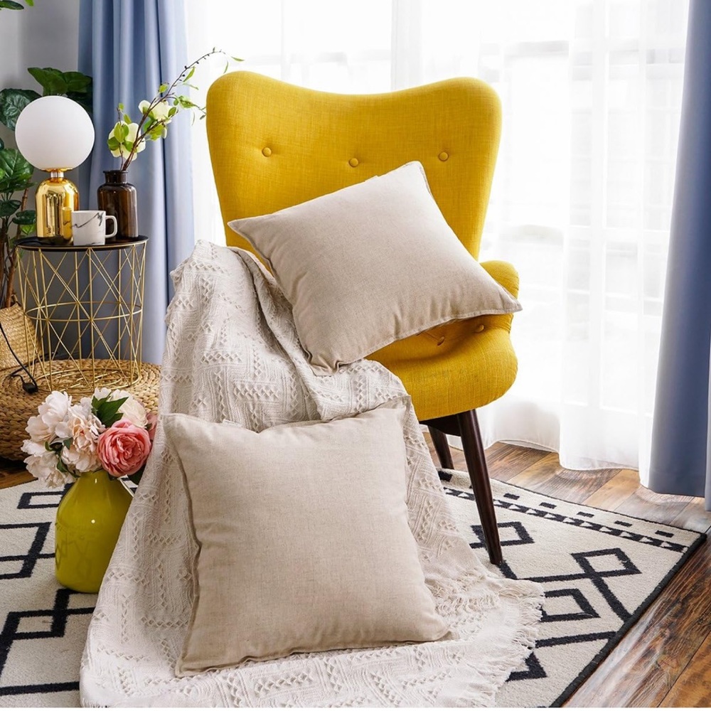 Set of 26” linen euro pillow covers shams